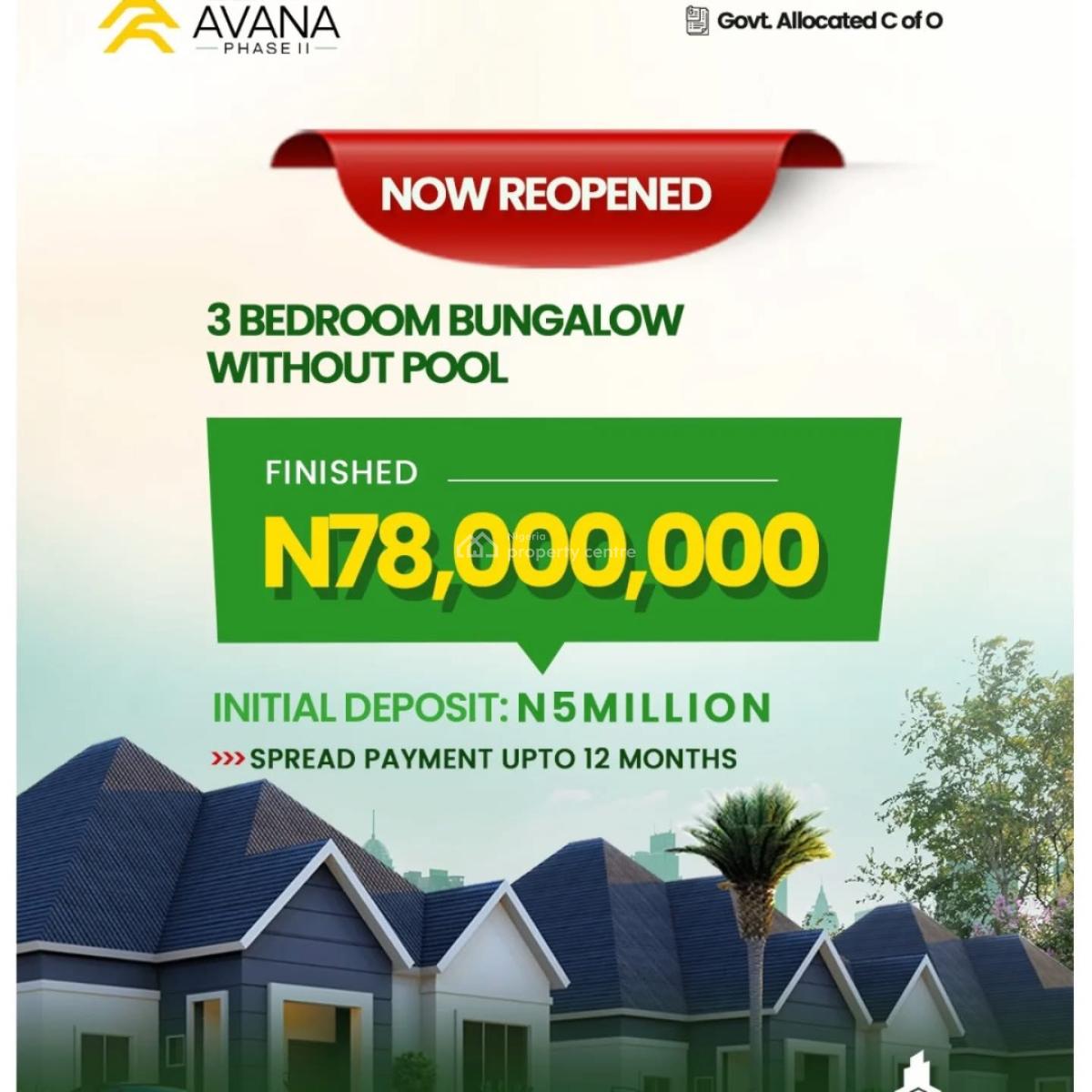 3 Bedroom Luxury Bungalow with Solar, Lekki Avana Bungalow Phase 2, Ibeju Lekki, Lagos, Detached Bungalow for Sale