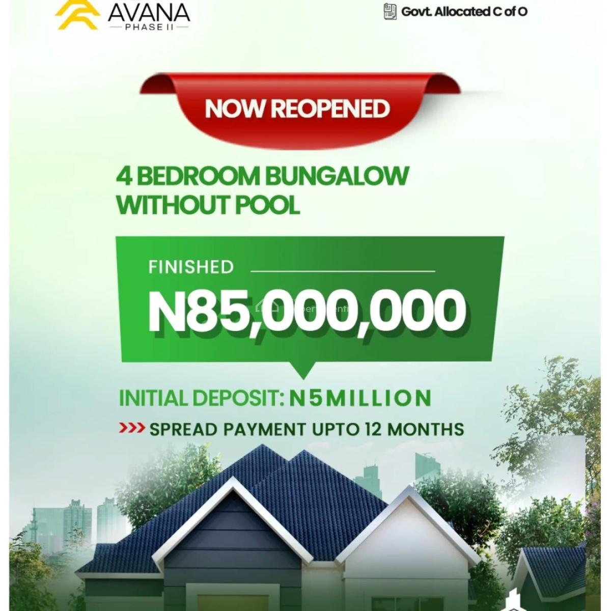 3 Bedroom Luxury Bungalow with Solar, Lekki Avana Bungalow Phase 2, Ibeju Lekki, Lagos, Detached Bungalow for Sale
