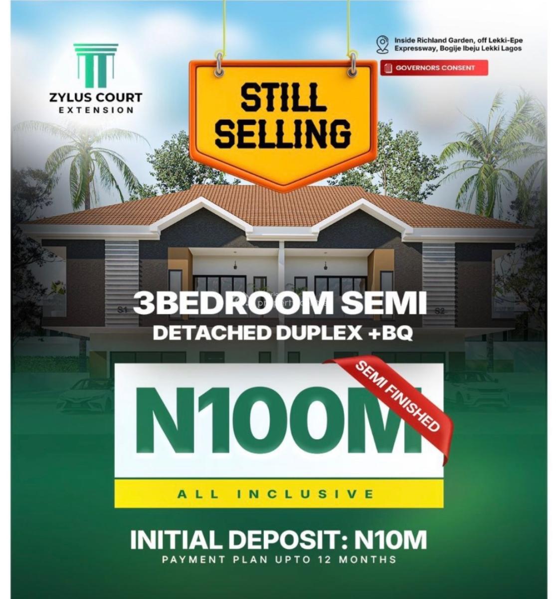 3 Bedroom Terrace Duplex with Payment Plan in a Well Secured Estate, Zylus Court Extension Richland Estate  Opposite Beachwood Estate, Lekki, Lagos, Terraced Duplex for Sale