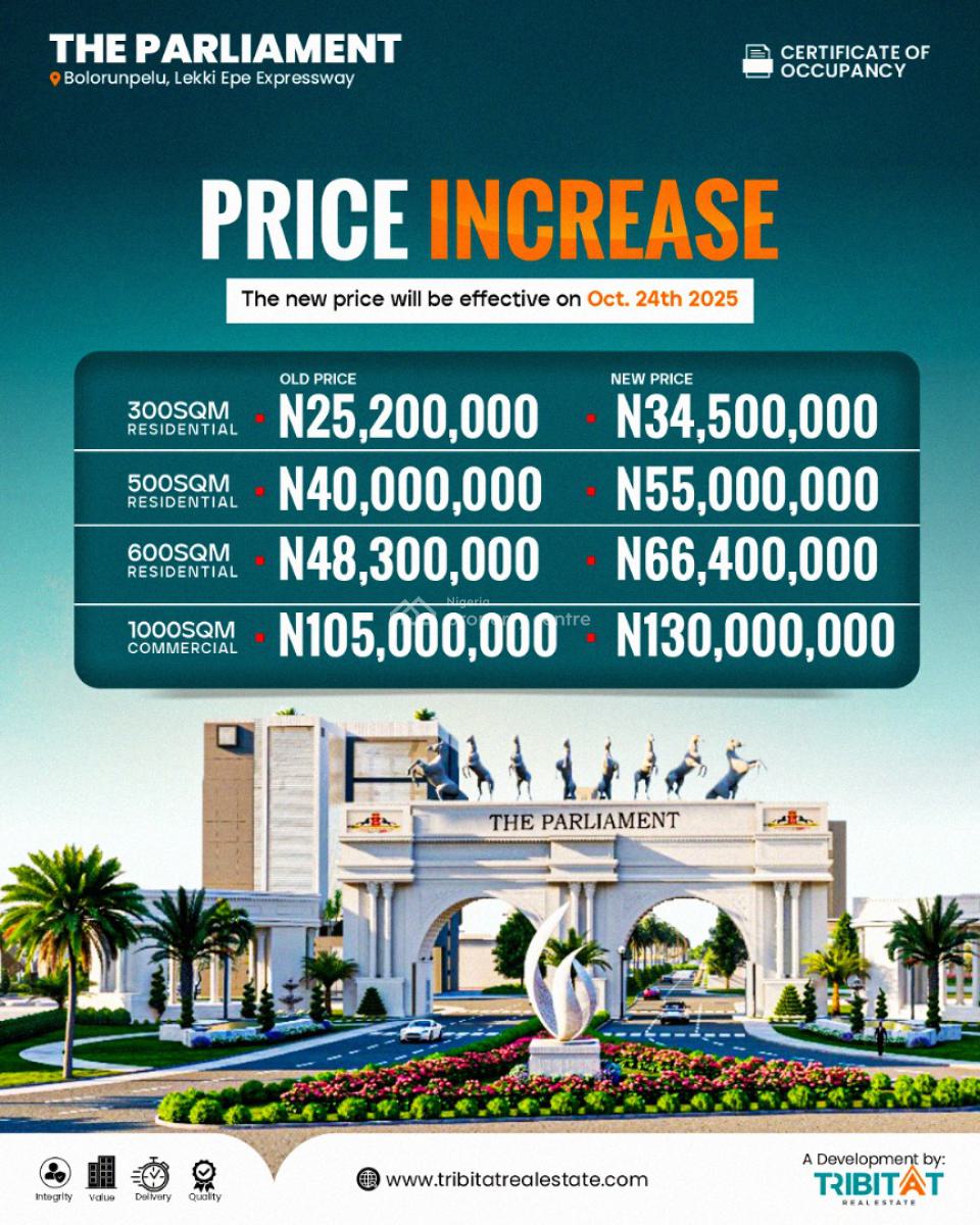 Estate Land 300 Sqm, The Parliament Lekki Epe Expressway, Ibeju Lekki, Lagos, Industrial Land for Sale