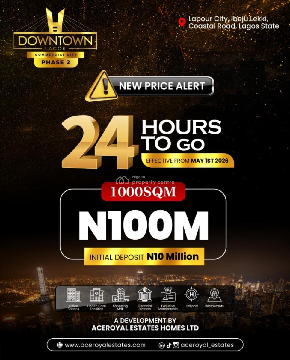 Commercial Estate, Price Increases in 24hrs, 60million, Downtown Lagos Commercial City, Ibeju Lekki, Lagos, Commercial Land for Sale