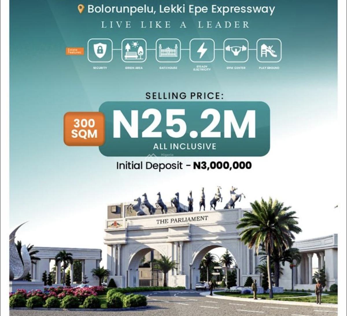 The Parliament Directly Facing The International Airport, Bolorunpelu,adjacent The New International Airport,the Parliament, Ibeju Lekki, Lagos, Mixed-use Land for Sale