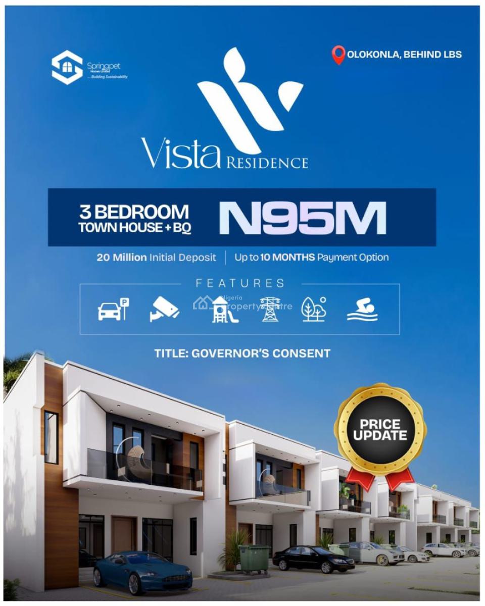 Luxury and Smart 3 Bedroom Terrace with Bq, Vista Residence Behind Lagos Business School, Olokonla, Ajah, Lagos, Terraced Duplex for Sale