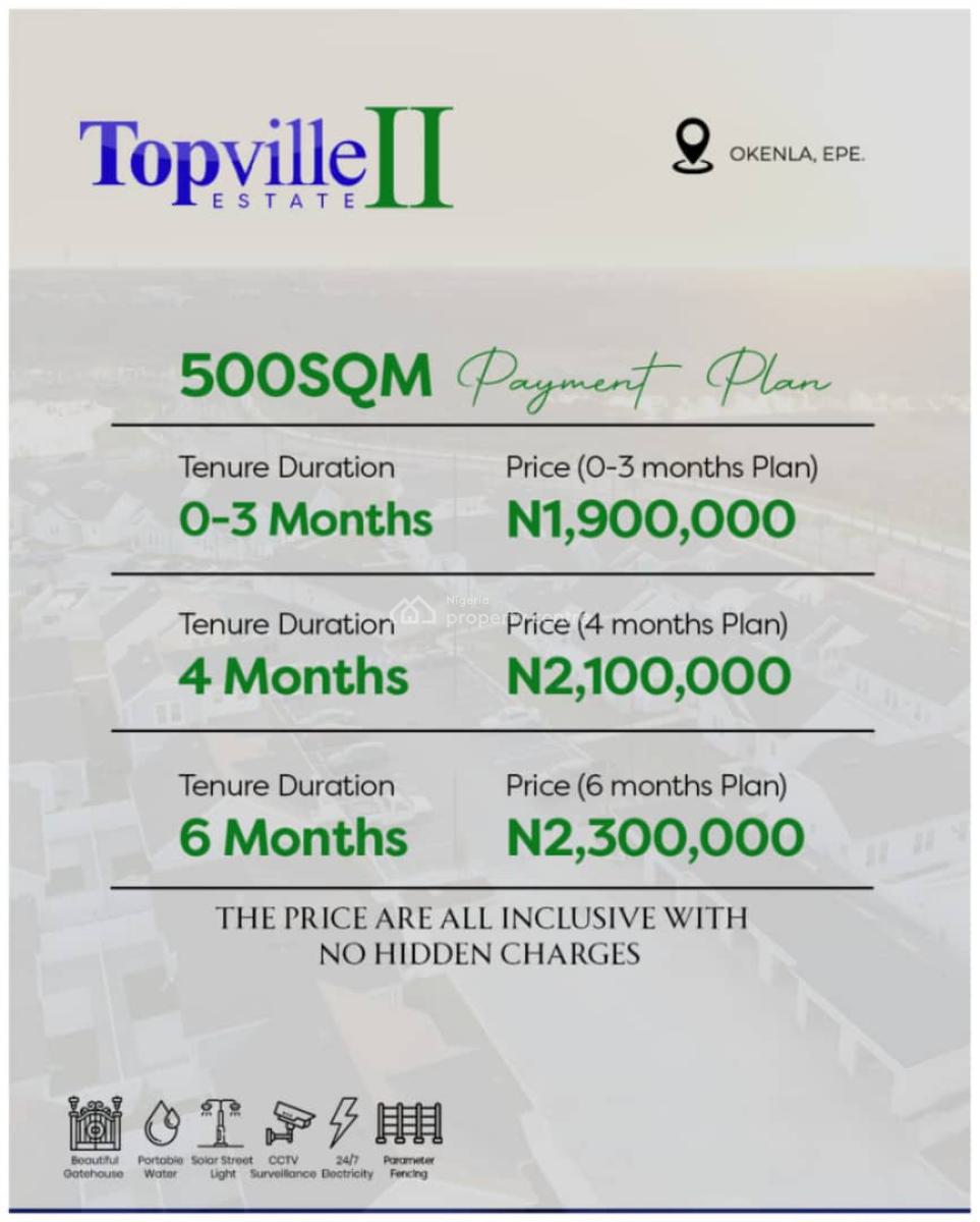 Verified Land in a Prime Location with Parameter Fencing, Top Ville Estate Phase 2 Okenla, Epe, Lagos, Land for Sale