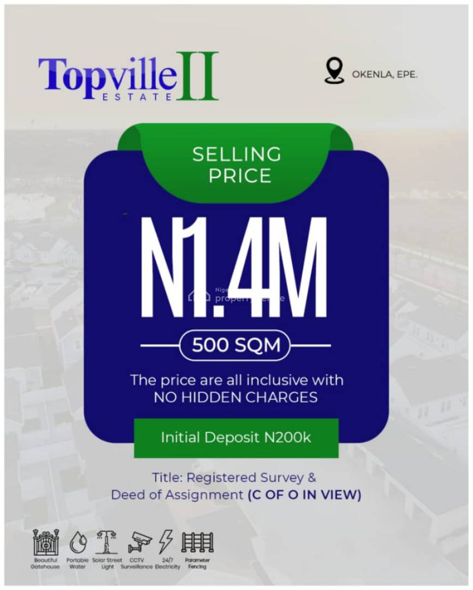 Verified Land in a Prime Location with Parameter Fencing, Top Ville Estate Phase 2 Okenla, Epe, Lagos, Land for Sale