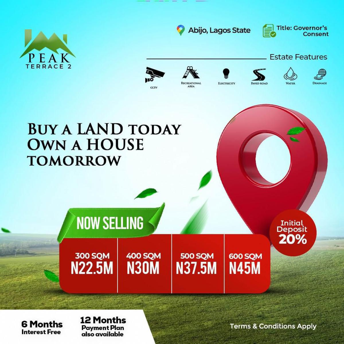 Affordable Plots of Residential Estate Land, Peak Terrace 2, Abijo, Lekki, Lagos, Residential Land for Sale