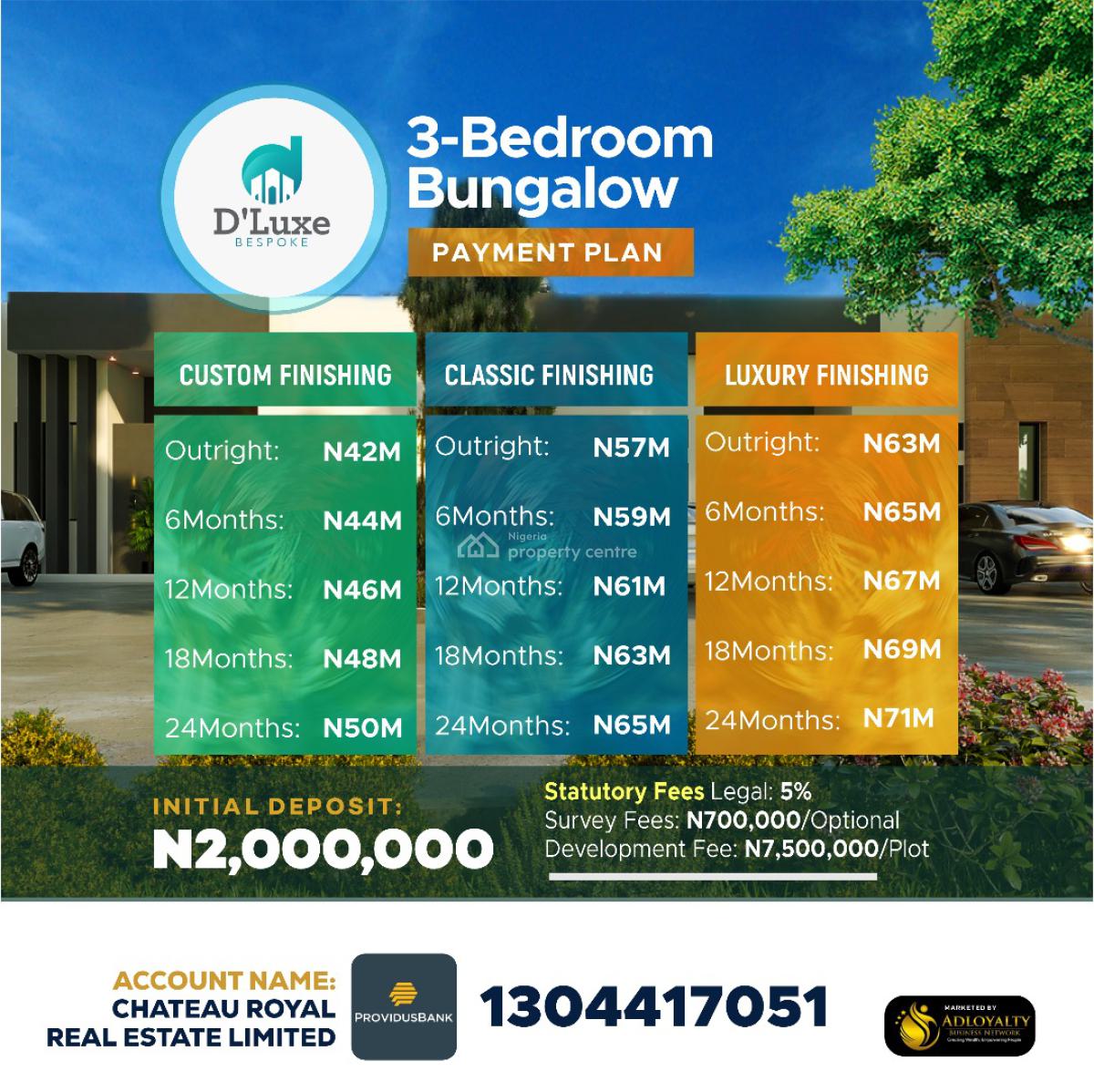 3 Bedroom Bungalow with 24 Months Payment Plan, Dluxe Bespoke Residence, Opposite Christopher University, Mowe Ofada, Ogun, House for Sale