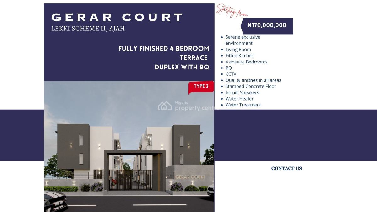 4 Bedroom Terrace Duplex with Bq, Lekki Scheme 2, Ajah, Lagos, Terraced Duplex for Sale