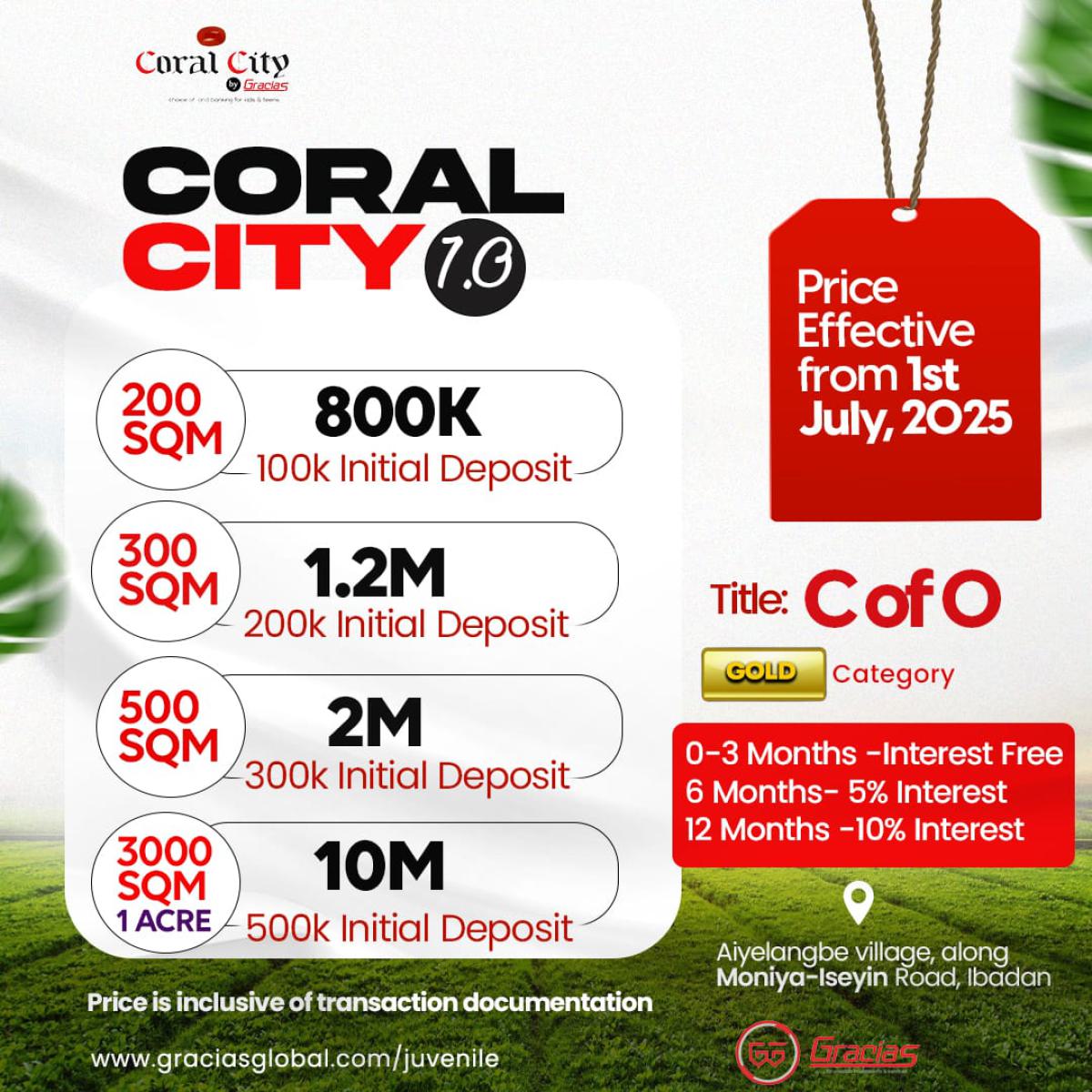 Land with C of O Title Documents,  Instant Allocation, Coral City Iseyin 1.0, Iseyin, Oyo, Residential Land for Sale