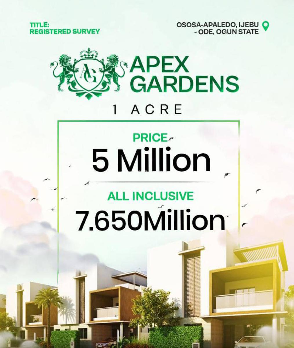 Buy and Build Land in a Prime Location, Apex Garden Estate, Ijebu North East, Ogun, Residential Land for Sale