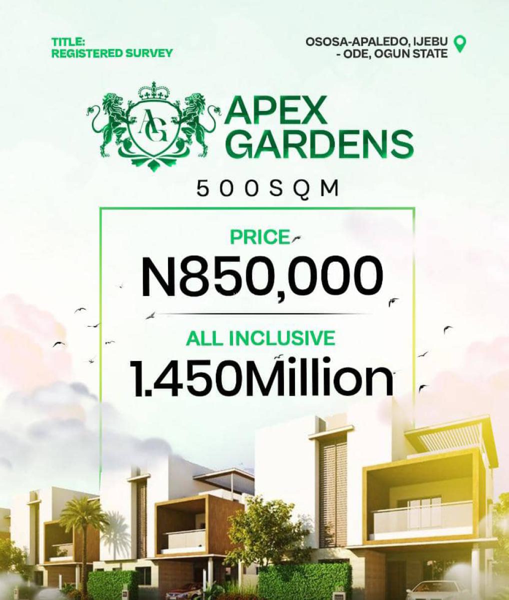 Buy and Build Land in a Prime Location, Apex Garden Estate, Ijebu North East, Ogun, Residential Land for Sale