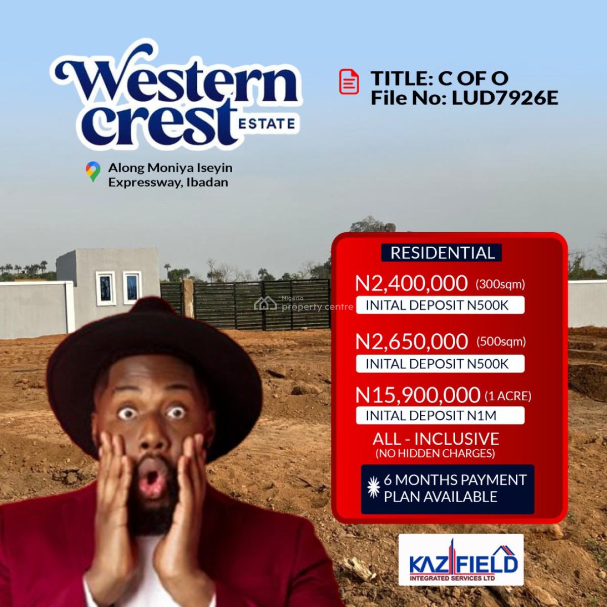 Verified Title Document Land C of O Ibadan, Western Crest Estate Iseyin Facing The Express Ibadan, Moniya, Ibadan, Oyo, Mixed-use Land for Sale