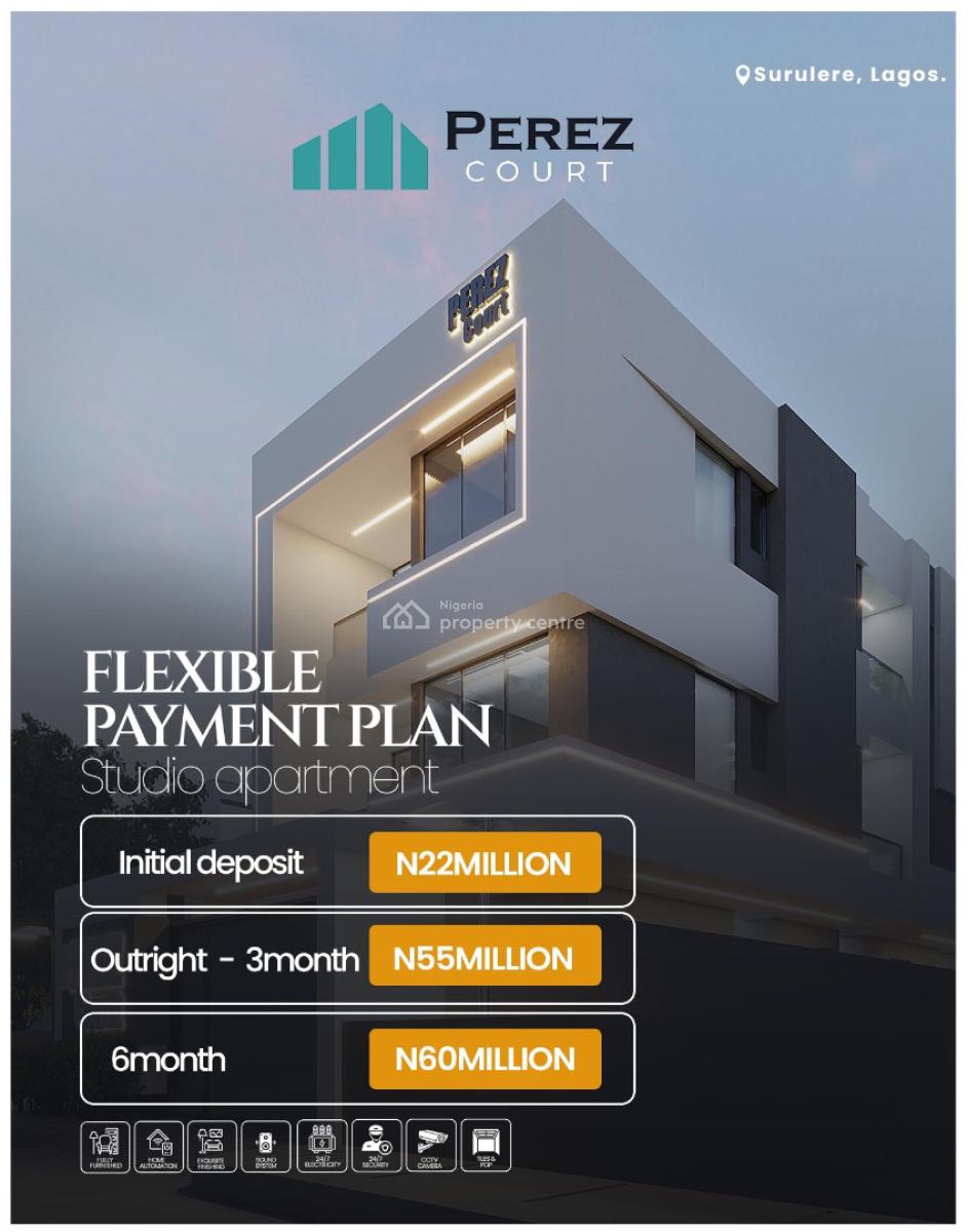 Luxury Furnished One Bedroom Apartment Suitable for Investment, Perez Court Is Strategically Located Few Minutes From National Stadium, Surulere, Lagos, Mini Flat (room and Parlour) for Sale