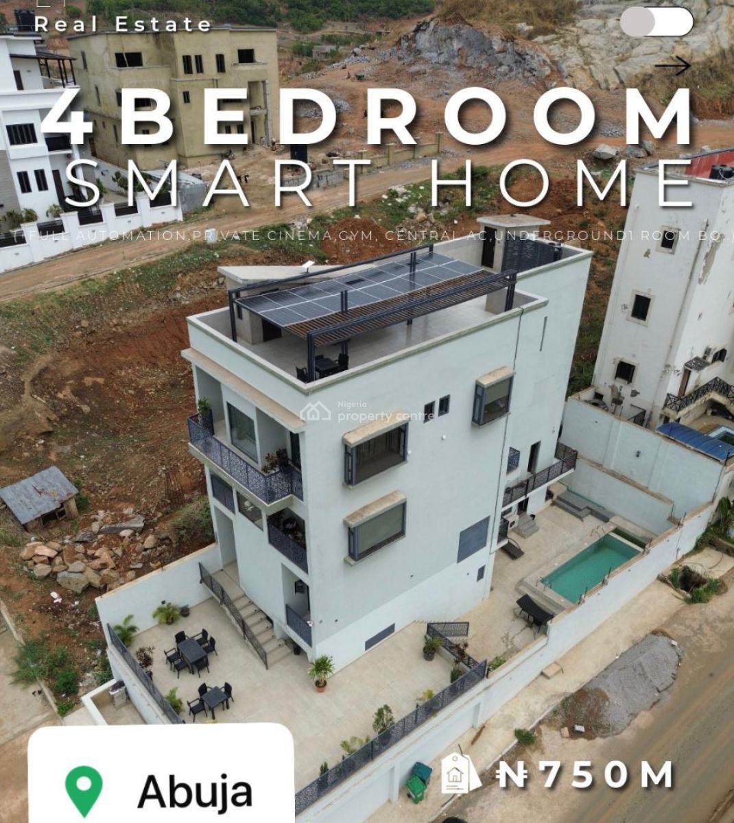 Automated 4 Bedroom Smarthome with Bq, After Coza Church, Guzape District, Abuja, Detached Duplex for Sale