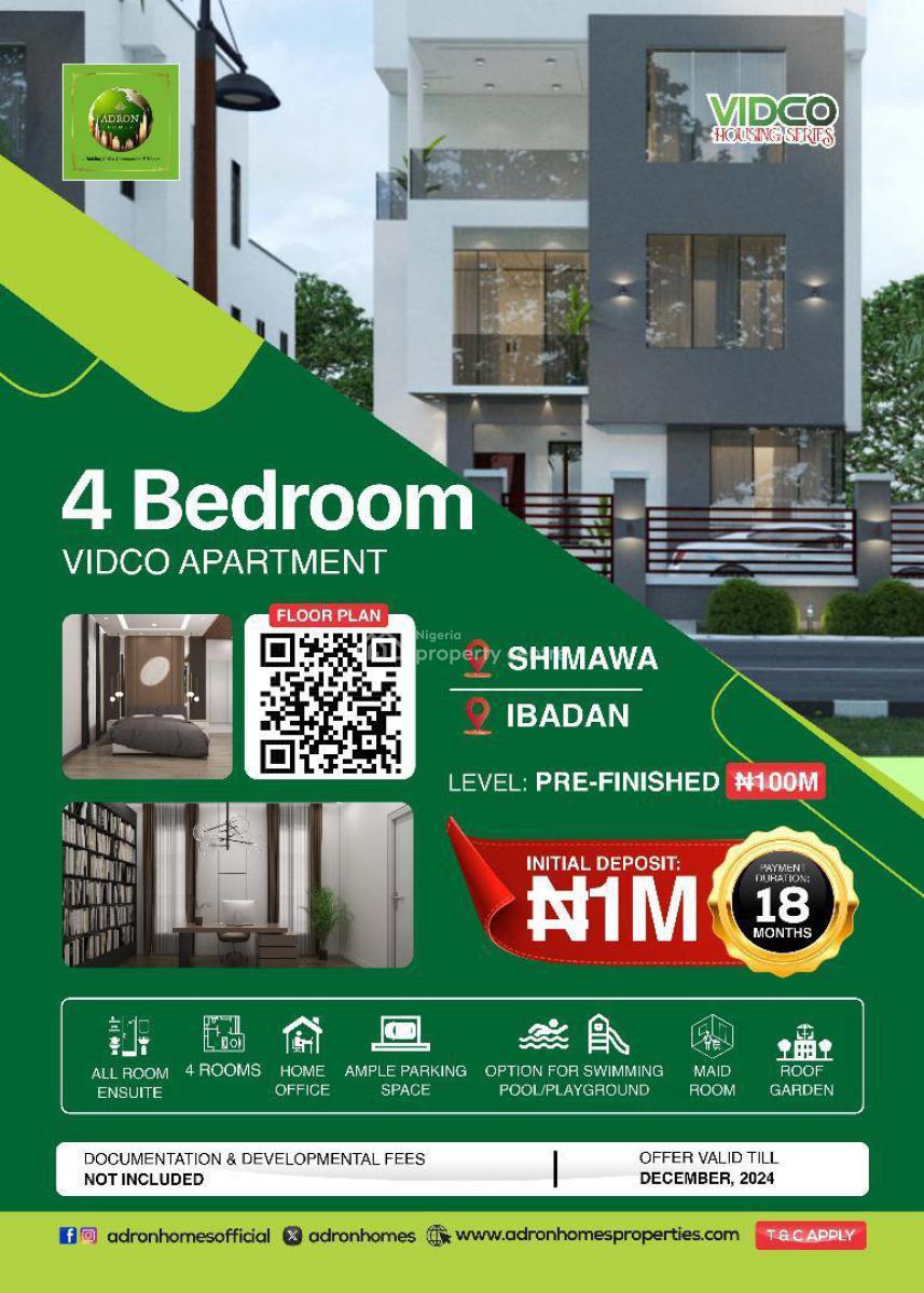 4 Bedroom Vidco Apartment on Estate Land., Available in Ibadan and Simawa, Simawa, Ogun, Detached Duplex for Sale