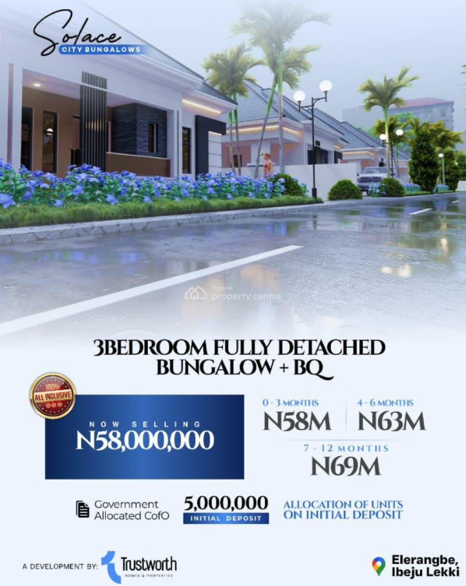 Gated C of O 3 Bedroom Detached Bungalow +bq Near Road, Solace City Bungalow Estate, 5 Minutes Drive Lekki - Epe Express Road, Eleranigbe, Ibeju Lekki, Lagos, Mixed-use Land for Sale