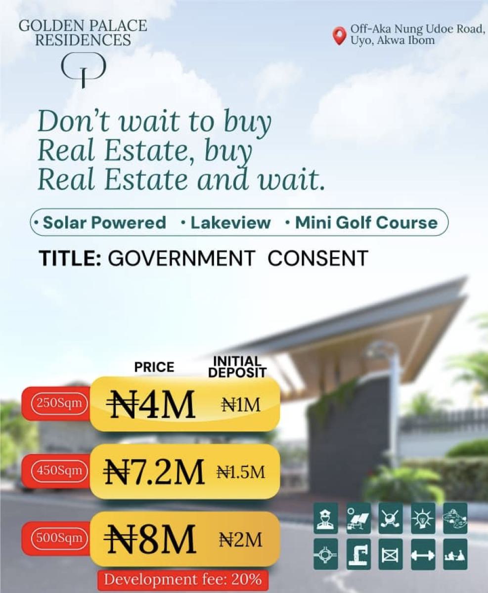 Affordable and Verified Dry Land, Golden Palace 45min Drive From Victor Attah International Airport, Uyo, Akwa Ibom, Mixed-use Land for Sale