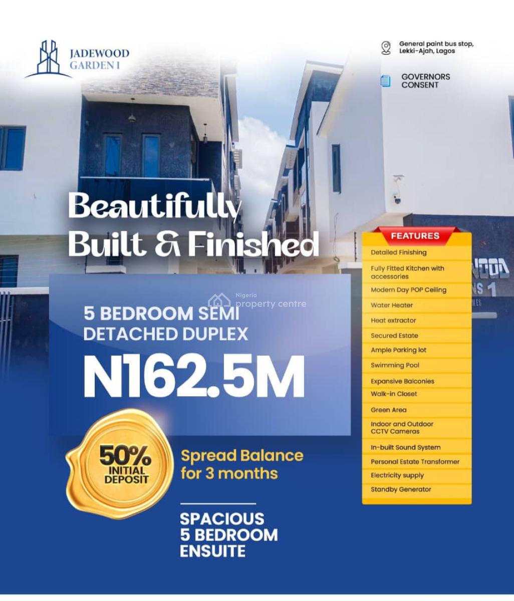 Newly Built 5 Bedroom  Semi Detached Duplex Strategically Located, Directly Behind The Lagos Business School, General Paint Bus Stop, Sangotedo, Ajah, Lagos, Semi-detached Duplex for Sale