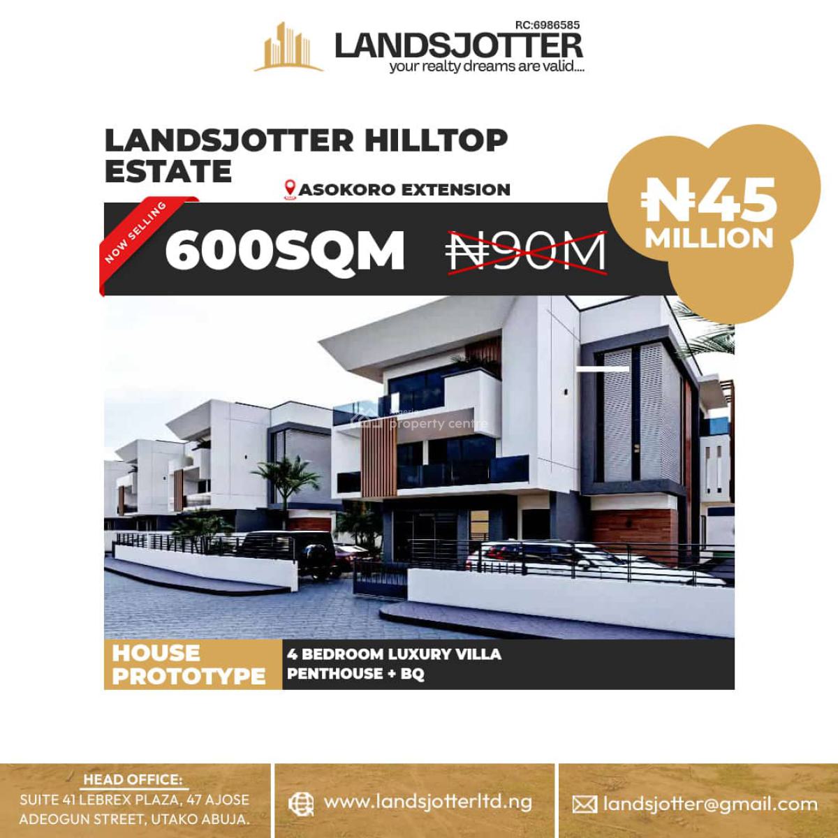 4 Bedroom Luxury Villa Penthouse with Bq, Sunrise Water Park, a&k Construction., Asokoro District, Abuja, Residential Land for Sale