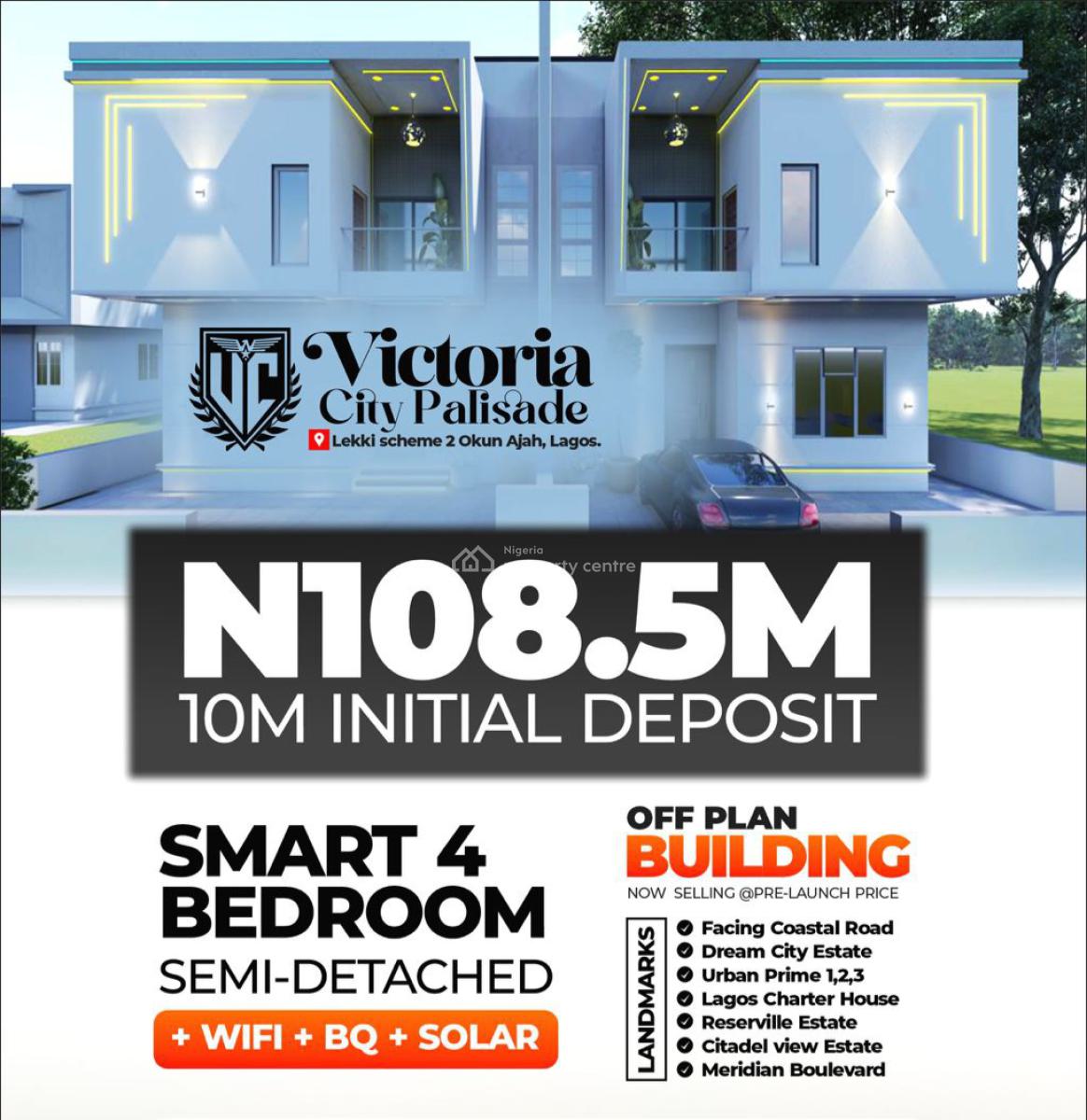 Smart 5 Bedroom Terrace Duplex with Bq and Swimming Pool with Gym, Victoria Palisade Estate Located at Lekki Scheme 2 Off Abraham Adesany, Ajah, Lagos, Terraced Duplex for Sale
