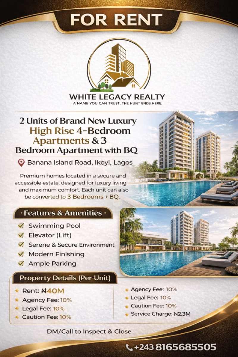 Luxury Brand New 4 Bed Apartment (bq), Banana Island Road, Banana Island, Ikoyi, Lagos, Flat / Apartment for Rent