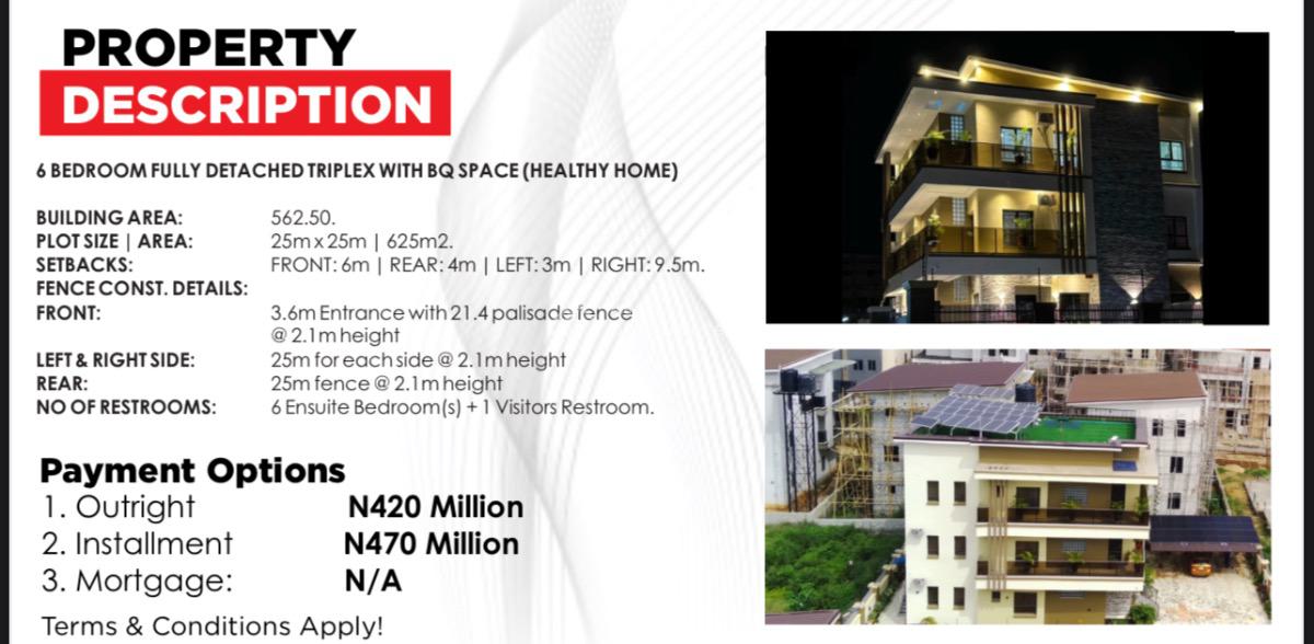 6 Bedroom Fully Detached Triplex with Bq Space (healthy Home), New Enugu, Enugu, Enugu, Detached Duplex for Sale