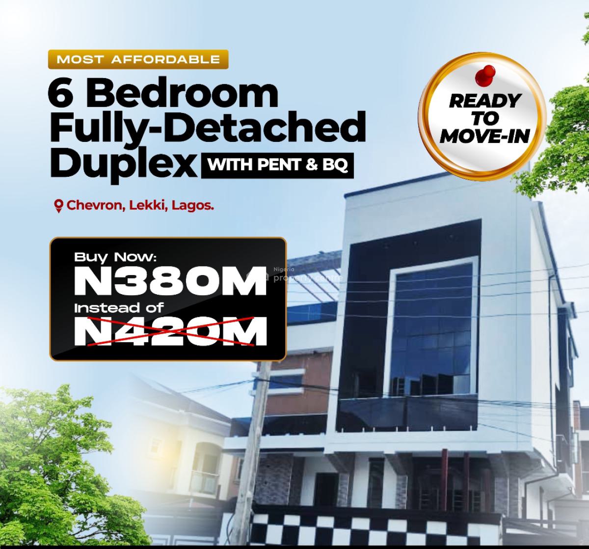 6 Bedroom Automated Duplex, 6 Bedroom Automated Duplex with Penthouse & Bq at Bera Estate Chevron, Lekki, Lagos, Detached Duplex for Sale