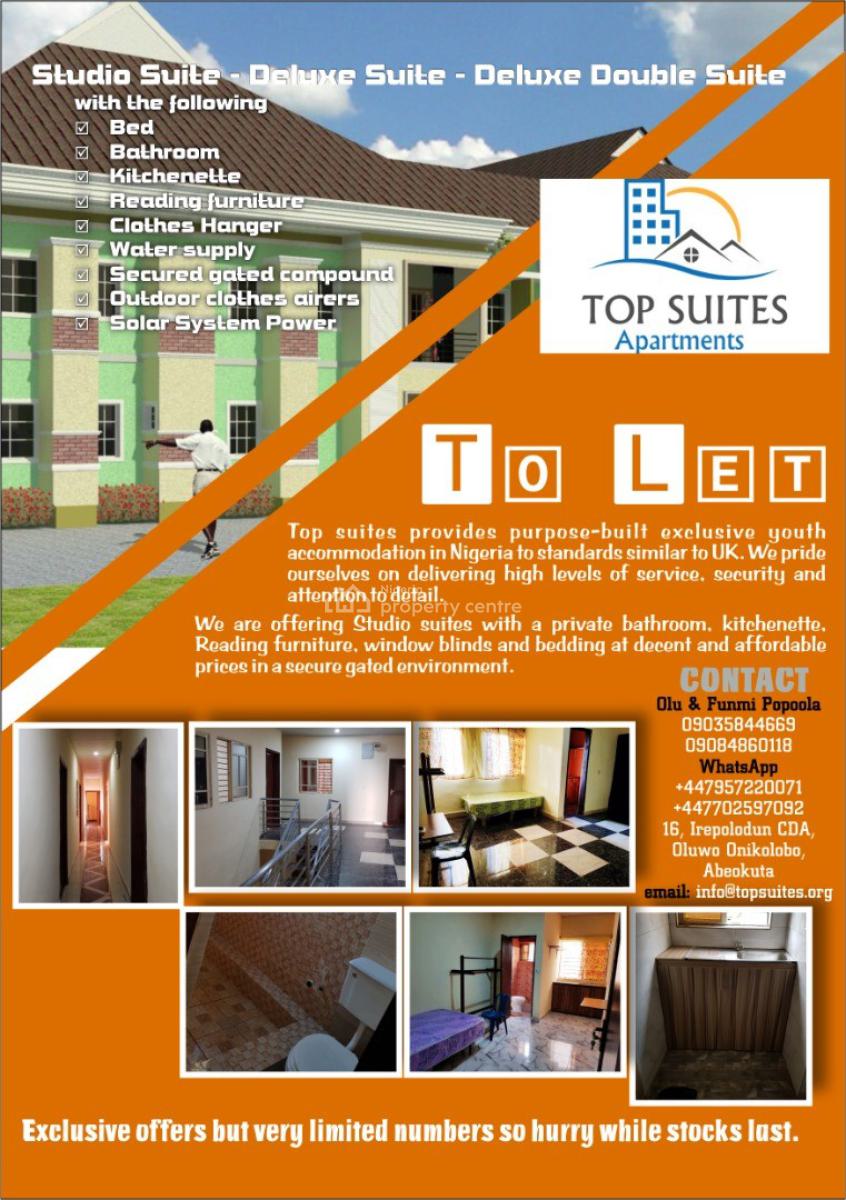1 Bedroom Self Contain Apartment Suites, 16 Ireplodun Oluwo Onikolobo, Abeokuta South, Ogun, Self Contain (single Rooms) for Rent