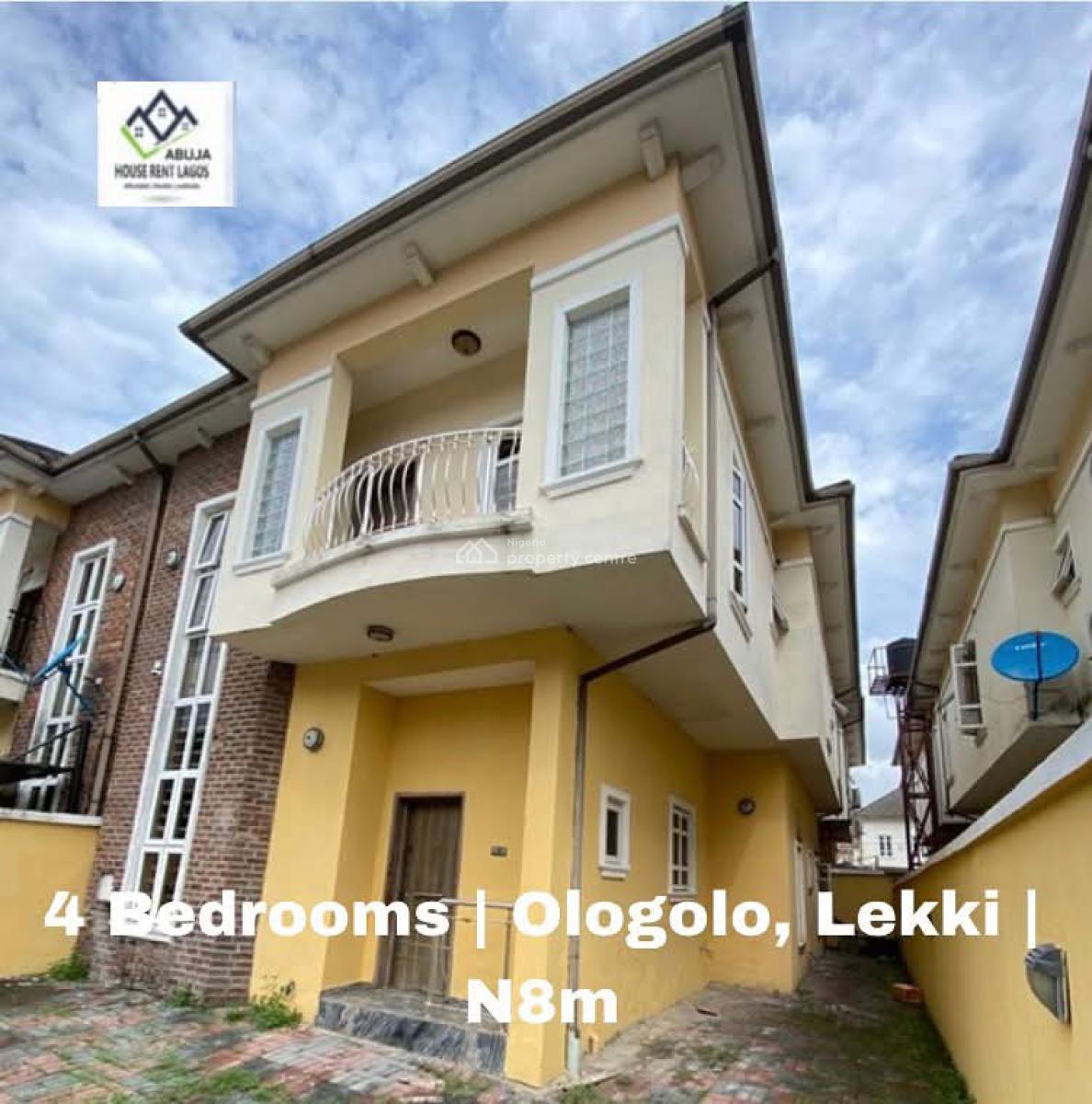 Self Serviced 4-bedroom Semi Detached Duplex with Bq in a Serene and Secured Environment, Ologolo, Lekki, Lagos, Semi-detached Duplex for Rent