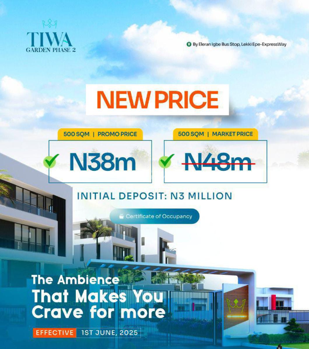 Secured C of O Land, Tiwa Garden Phase2 Eleranigbe, Ibeju Lekki, Lagos, Residential Land for Sale