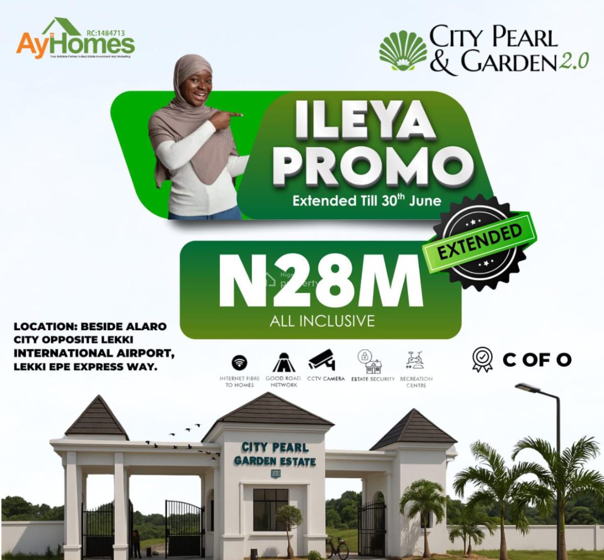Well Secured  C of O Land By Ay, City Pearl and Garden Opposite Approved Lekki Int Airport, Ibeju Lekki, Lagos, Mixed-use Land for Sale