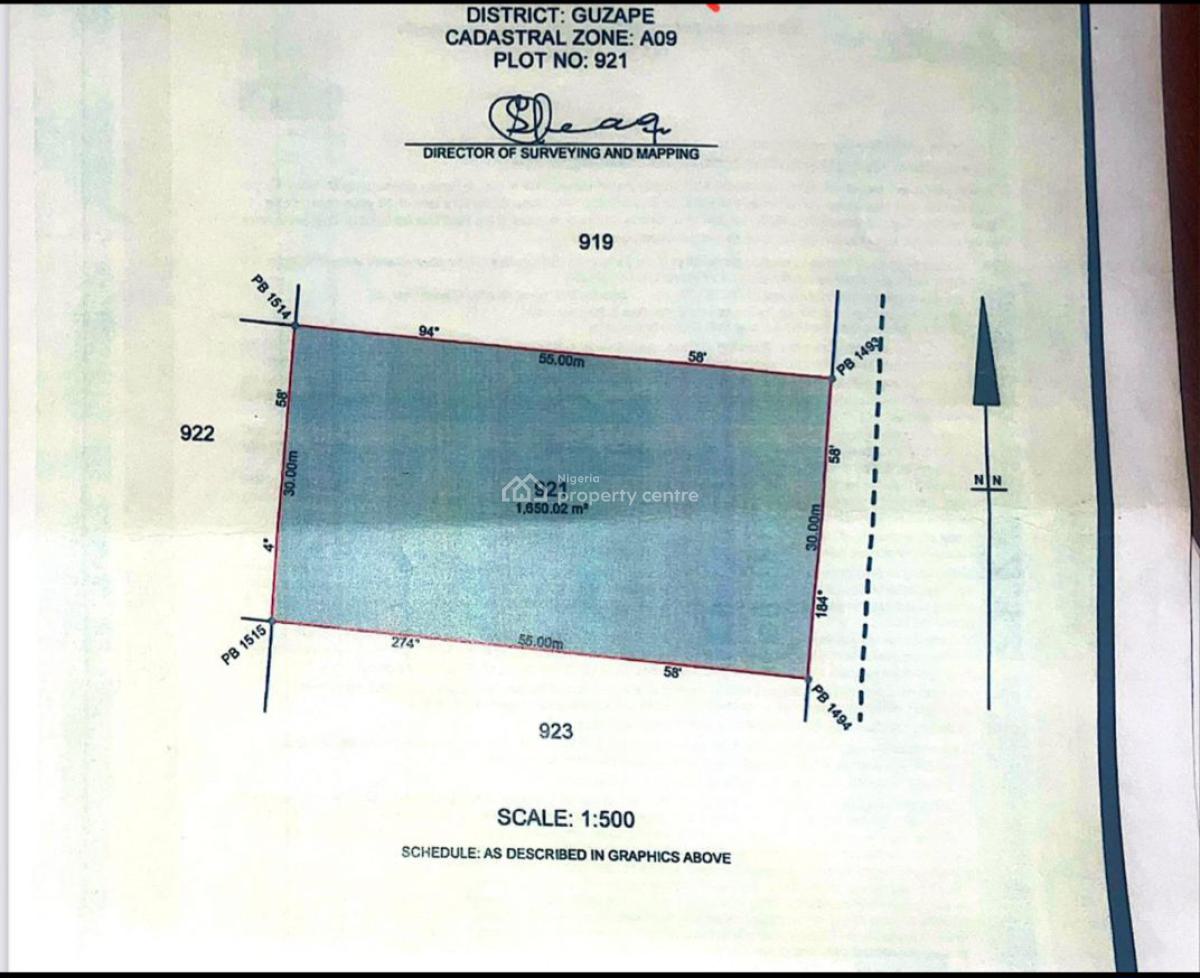 Residential Land Measuring 1650sqm in a Develop Environment, Guzape District, Abuja, Residential Land for Sale