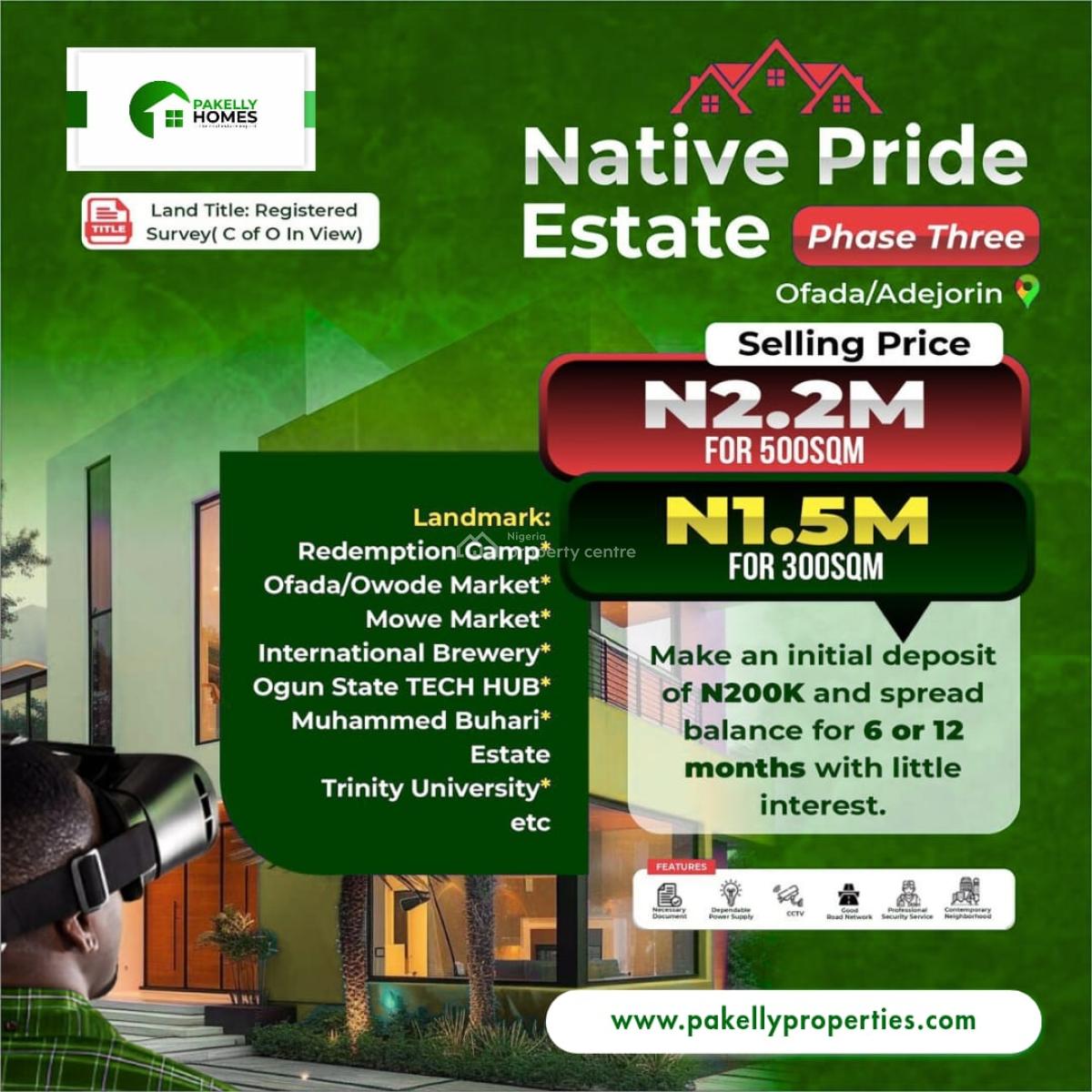 Native Pride Estate 3.0, Mowe Ofada, Ogun, Residential Land for Sale