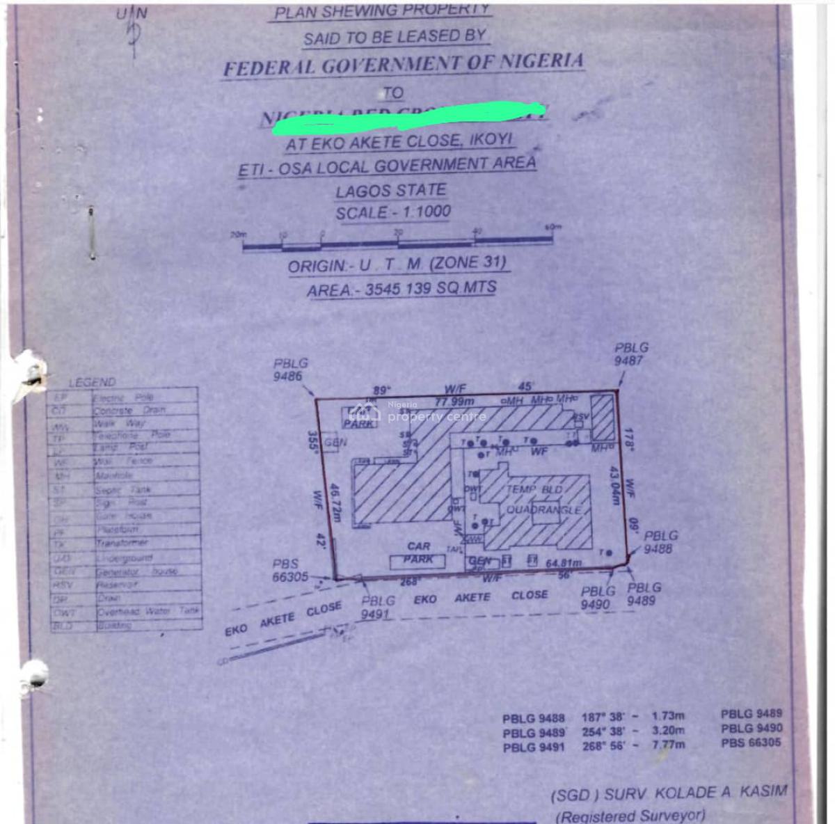 Expanse of Dry Land Measuring  3,545.139 Sqm, Off St.gregory, Ikoyi, Lagos, Mixed-use Land for Sale