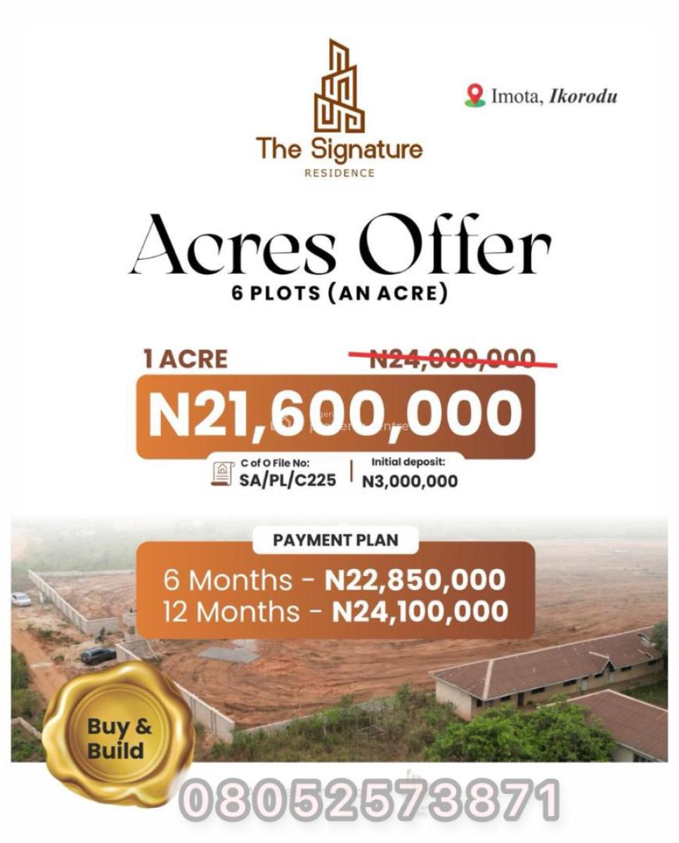 The Signature Residence- Fast Developing Land Available for Purchase, Emuren, Imota Ikorodu- Very Close to Caleb University, Imota, Ikorodu, Lagos, Residential Land for Sale