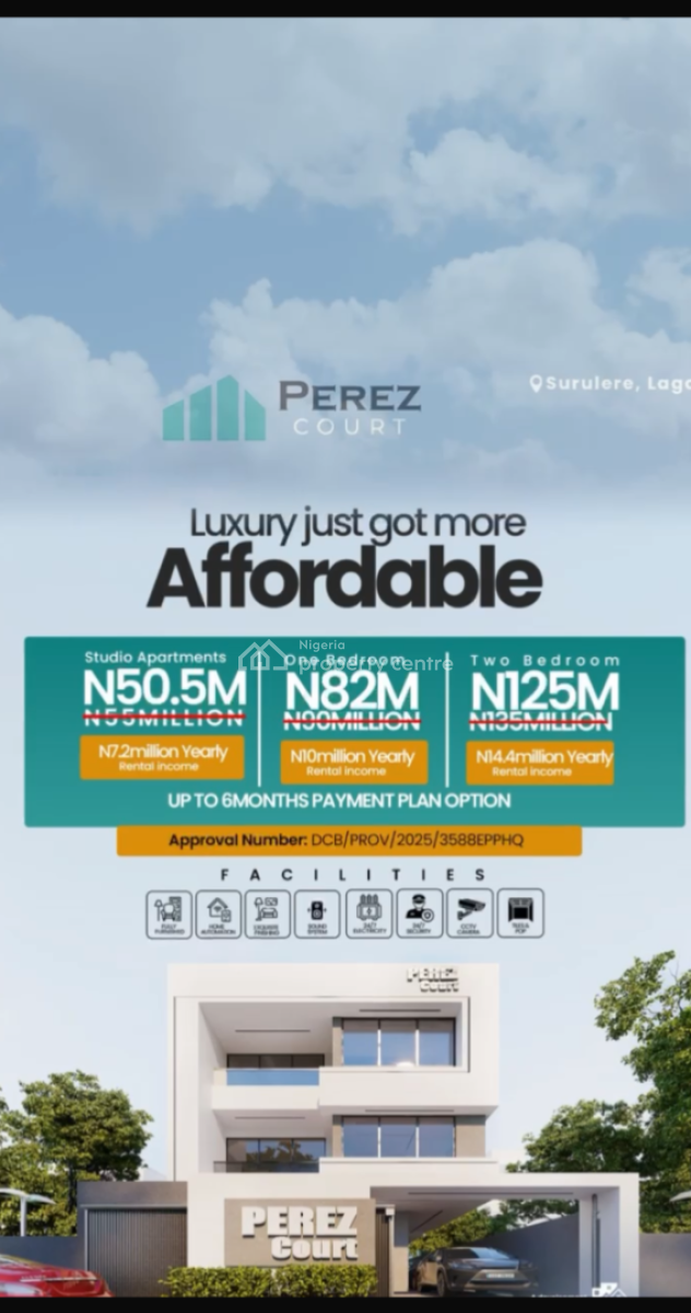 Perez Court: Studio and One Bedroom Apartment Available for Purchase, Surulere, Lagos, Surulere, Lagos, Flat / Apartment for Sale