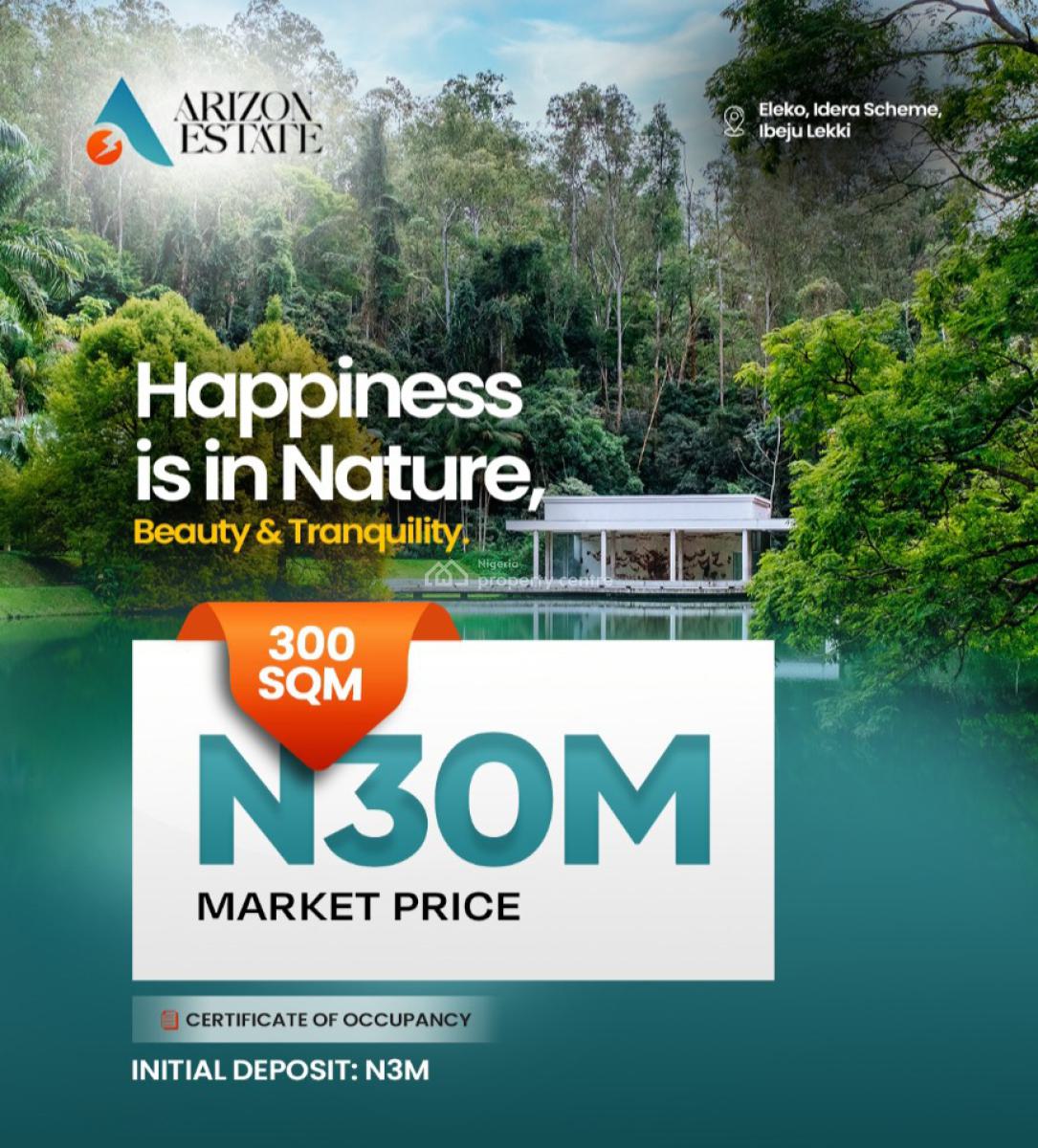 Luxury Land with Certificate of Occupancy, Arizon Estate, Beside Eleko Junction, Ibeju Lekki, Lagos, Residential Land for Sale