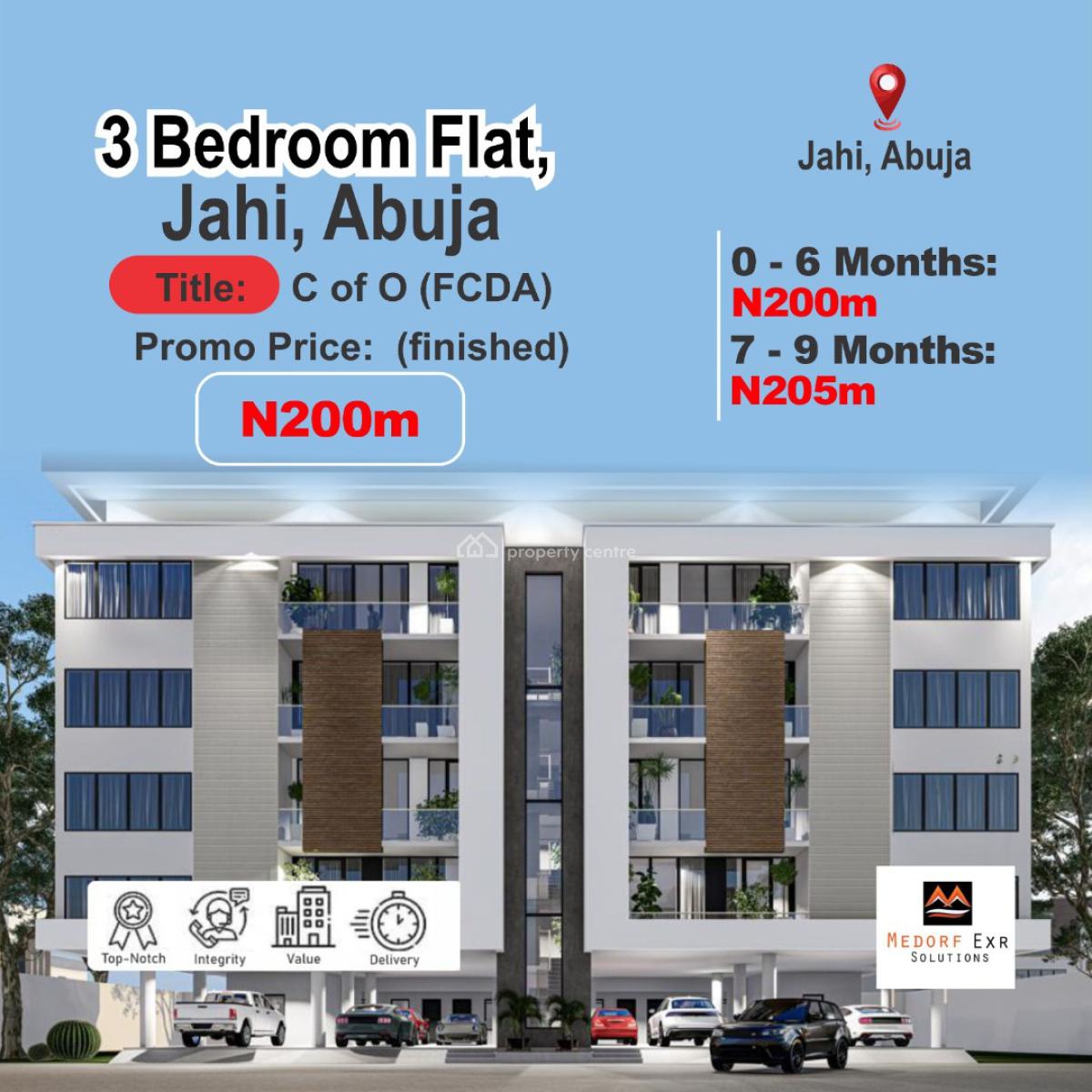 3 Bedroom Flat Apartment All Room Ensuite with Spacious Parking Space, Jahi, Abuja, Flat / Apartment for Sale