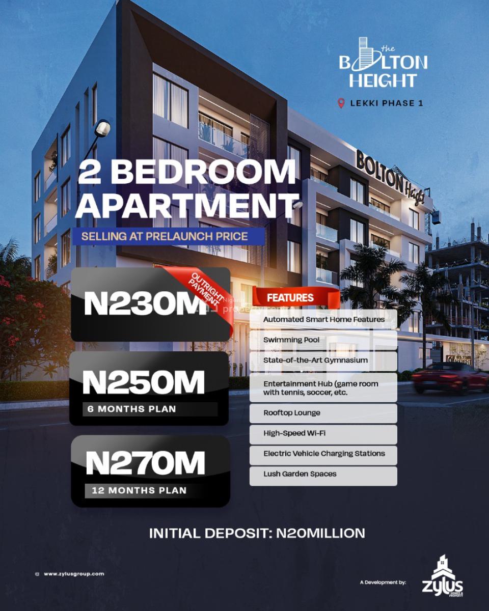 Luxury 2 Bedroom Smart Home with Swimming Pool, Gym and Elevator, Bolton Height, Lekki Phase 1, Lekki, Lagos, Block of Flats for Sale