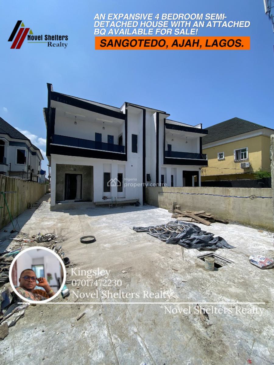 Contemporary 4 Bedroom Detached Duplex with an Attached Bq, Sangotedo, Sangotedo, Ajah, Lagos, Semi-detached Duplex for Sale