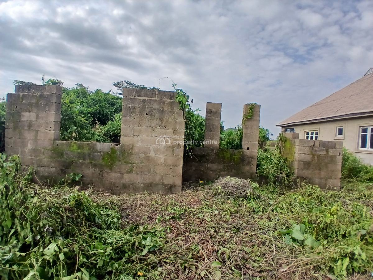 Well Located Half Plot of Land with a 3bedroom Foundation, Ademilokun Area 2 Road, Aroro Kole, Arulogun, Ojoo, Ibadan, Oyo, Residential Land for Sale