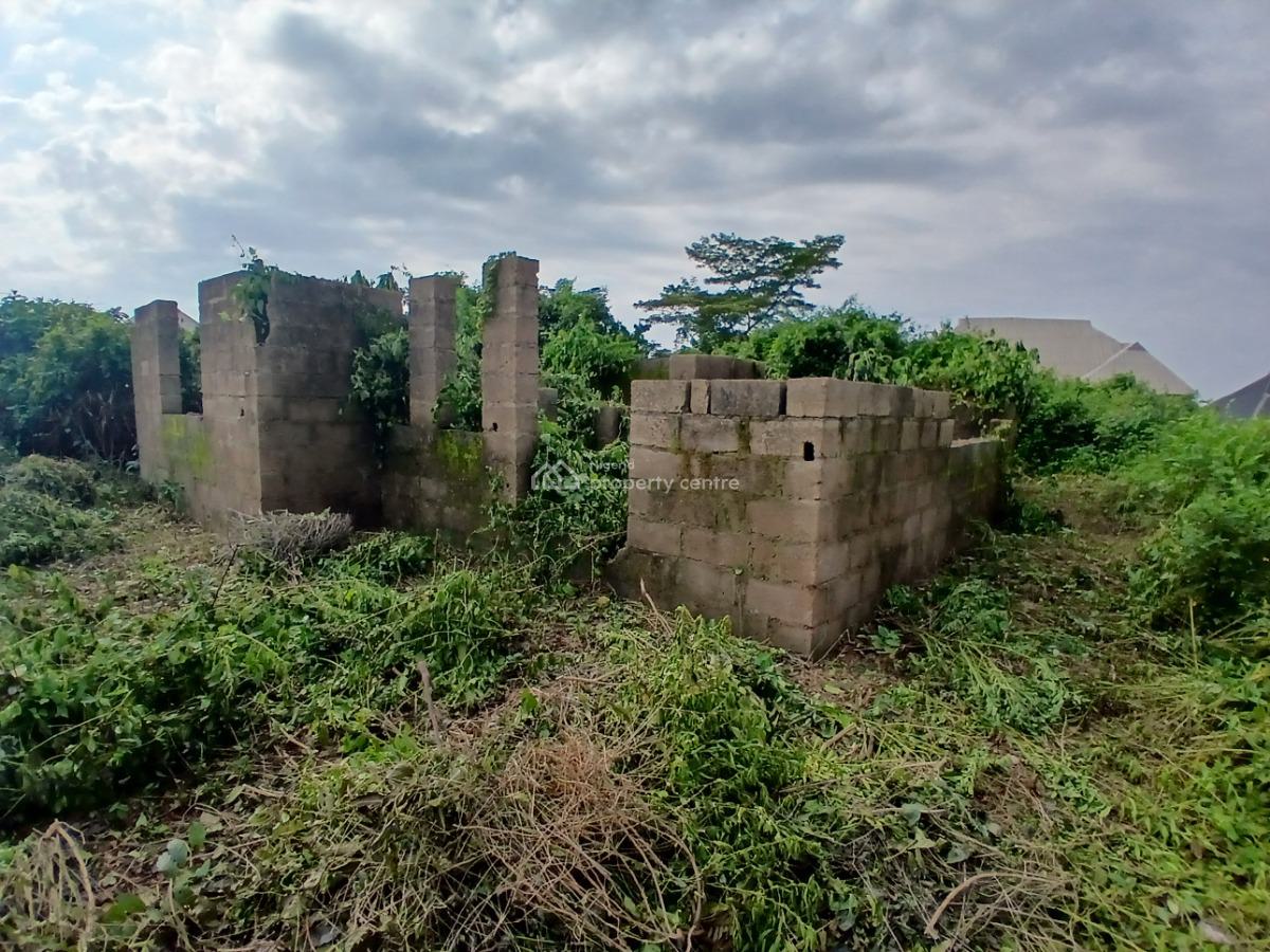 Well Located Half Plot of Land with a 3bedroom Foundation, Ademilokun Area 2 Road, Aroro Kole, Arulogun, Ojoo, Ibadan, Oyo, Residential Land for Sale
