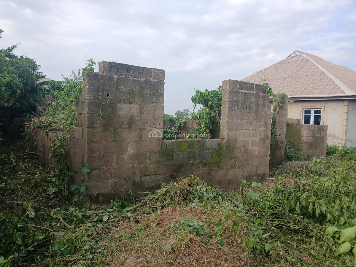 Well Located Half Plot of Land with a 3bedroom Foundation, Ademilokun Area 2 Road, Aroro Kole, Arulogun, Ojoo, Ibadan, Oyo, Residential Land for Sale