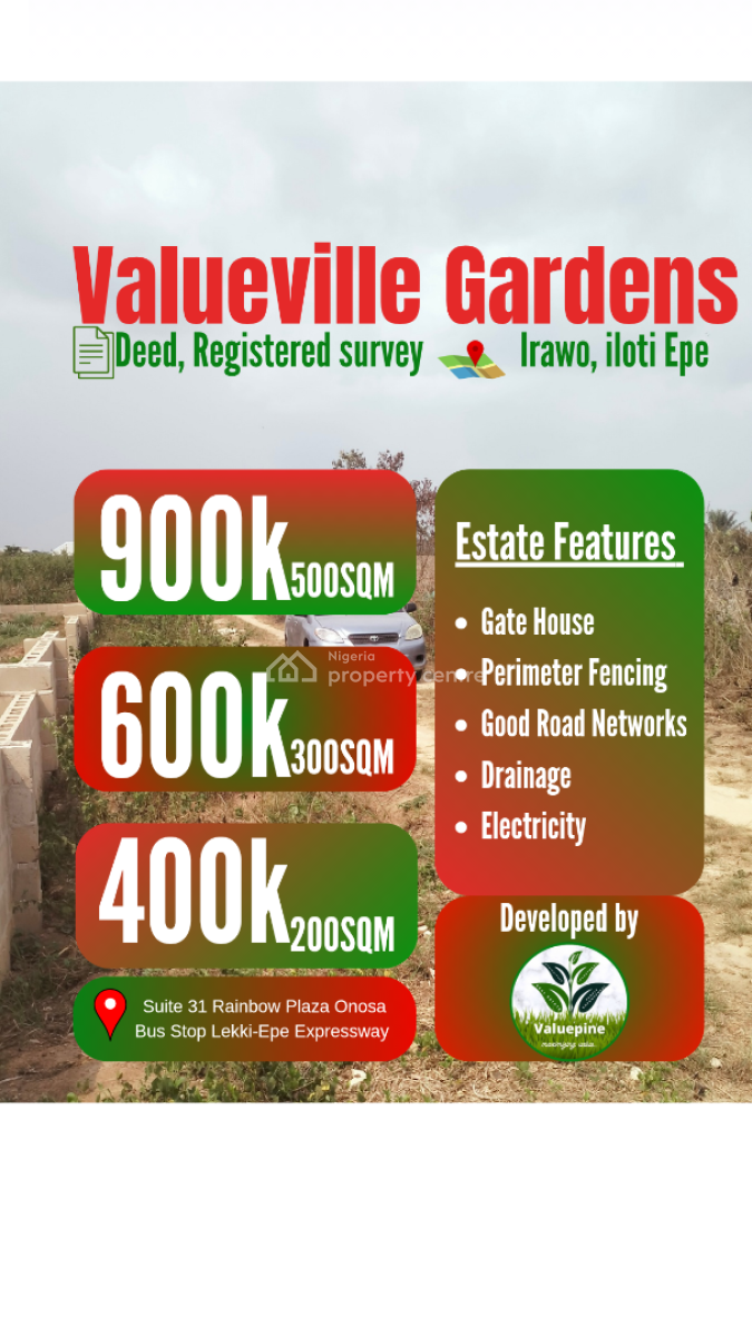 Plots of Land, Valueville Gardens Estate Irawo Iloti Epe Tollgate., Epe, Lagos, Residential Land for Sale