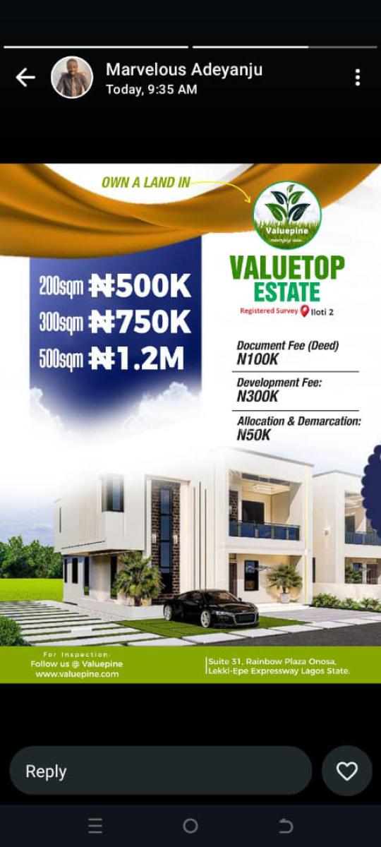 Affordable Lands, Valuetop Garden Odonoko Iloti, Epe, Lagos, Mixed-use Land for Sale