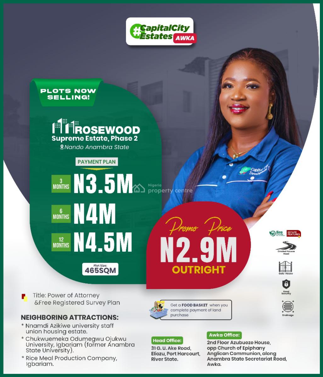 Govt Approved Estate Strategically Located, Rosewood Supreme Estate Phase 2,nando  Awka, Awka, Anambra, Mixed-use Land for Sale