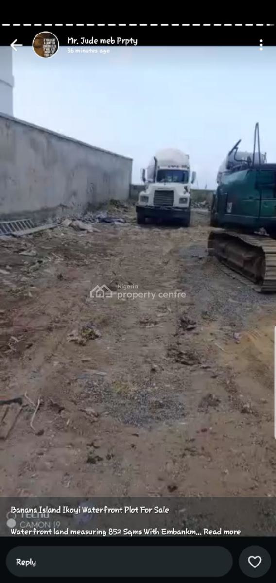 852sq Waterfront Plot with Embankment (video Available on Request), Off 3rd Avenue, Banana Island, Ikoyi, Lagos, Mixed-use Land for Sale