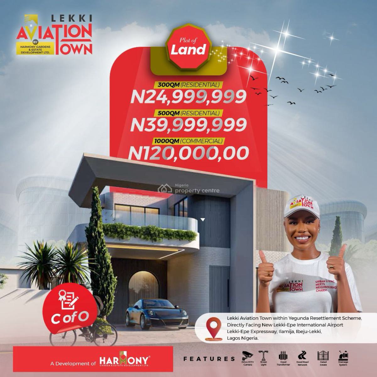 Luxury Plots with C of O, Buy and Build Plots at Lekki Aviation Town Facing The Intnational Airp, Ibeju Lekki, Lagos, Residential Land for Sale