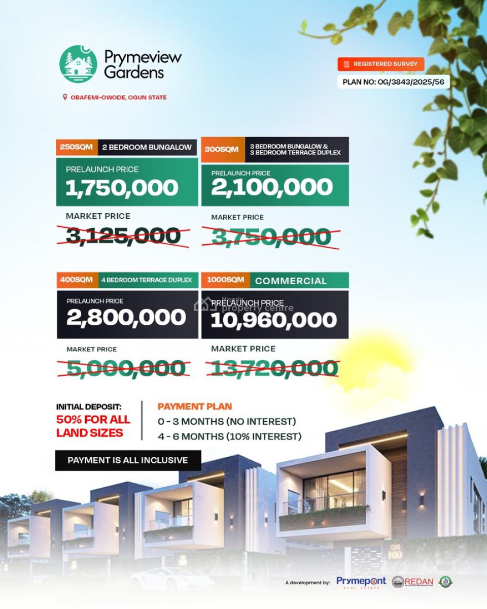 Land, Primeview Gardens, Obafemi Owode, Ogun, Mixed-use Land for Sale