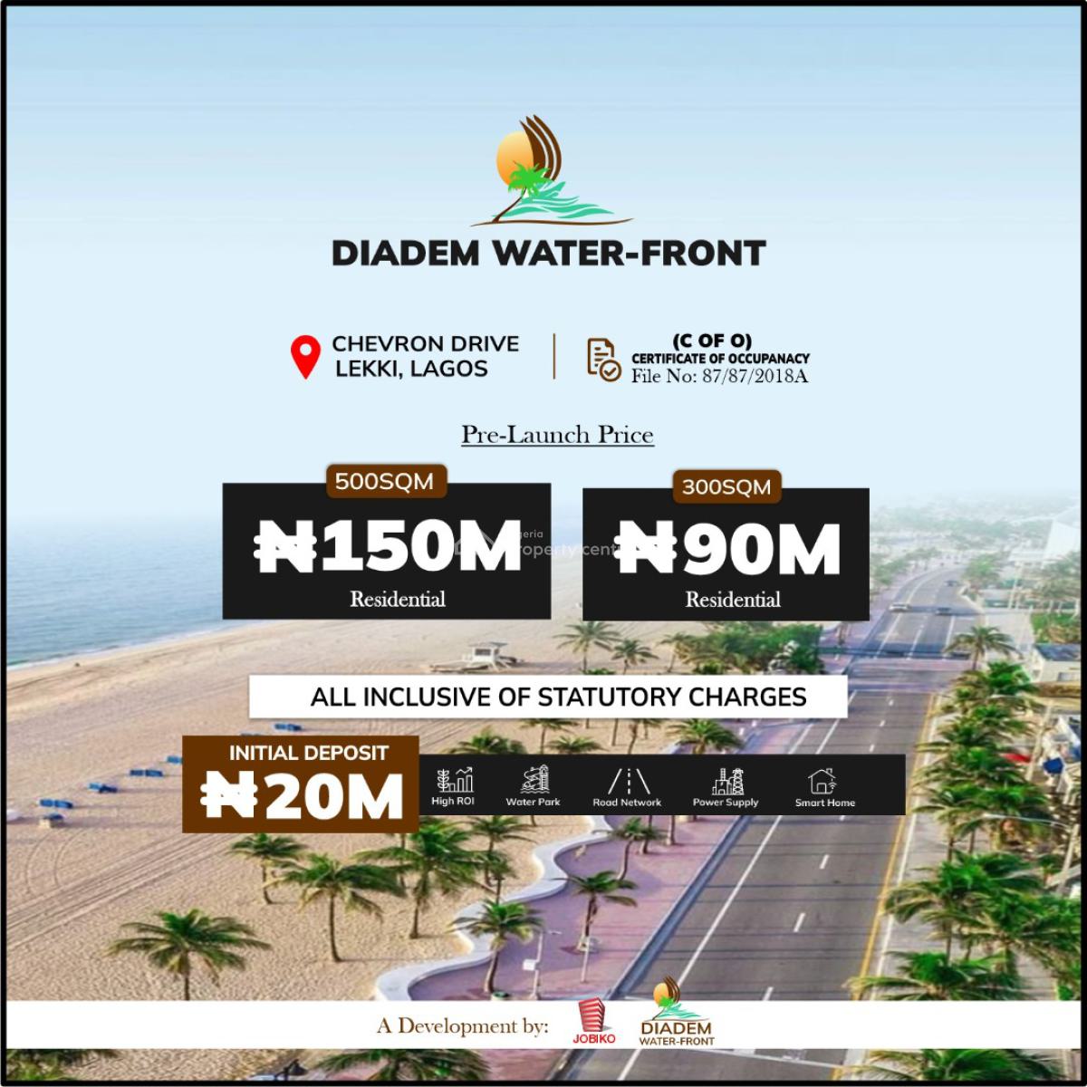 Premium Waterfront Land at Chevron, Chevron, Lekki, Lagos, Residential Land for Sale